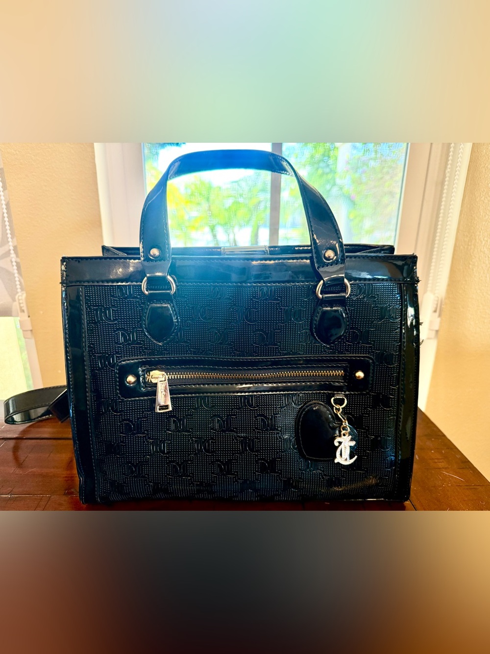 Juicy Couture Black Patent Tote with Gold Hardware